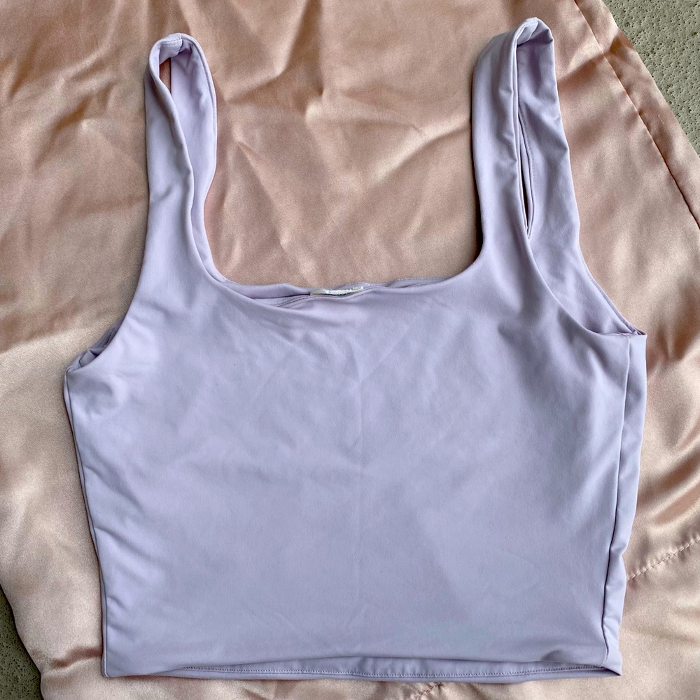 garage, never worn, purple athletic material tank